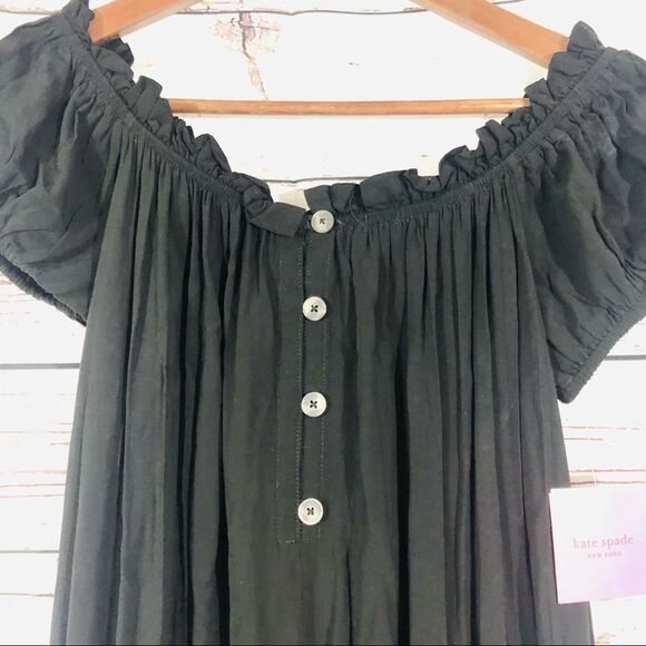 KATE Spade Off-the-Shoulder Swim Cover Up Romper Black XS - Picture 7 of 11